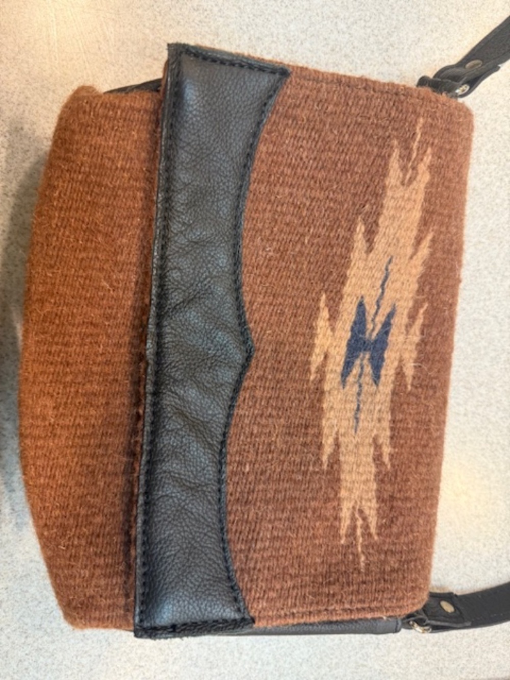 El Paso Shoulder Bag Saddleblanket Co. Southwest Aztec 90% Wool Brown Multicolor